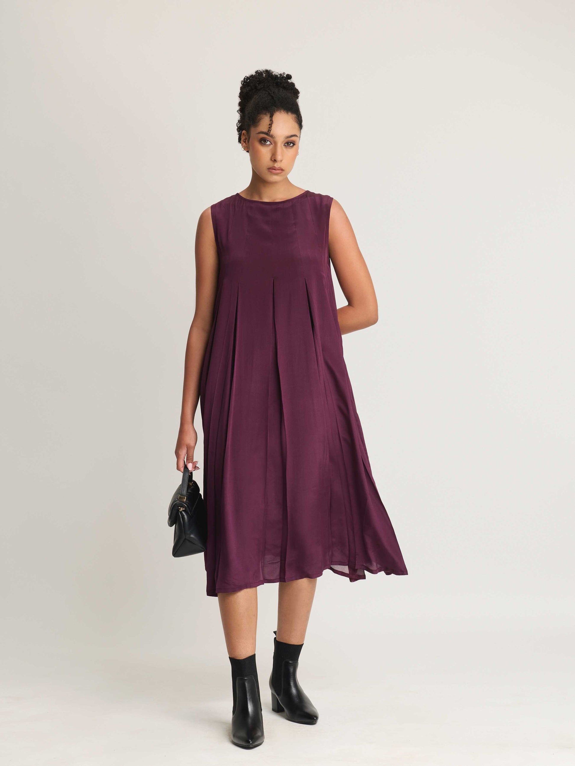 silk flat crepe dresses Sleeveless Cap Shoulder Crepe Maxi Bridesmaid Dress With Trumpet Skirt In Cabernet